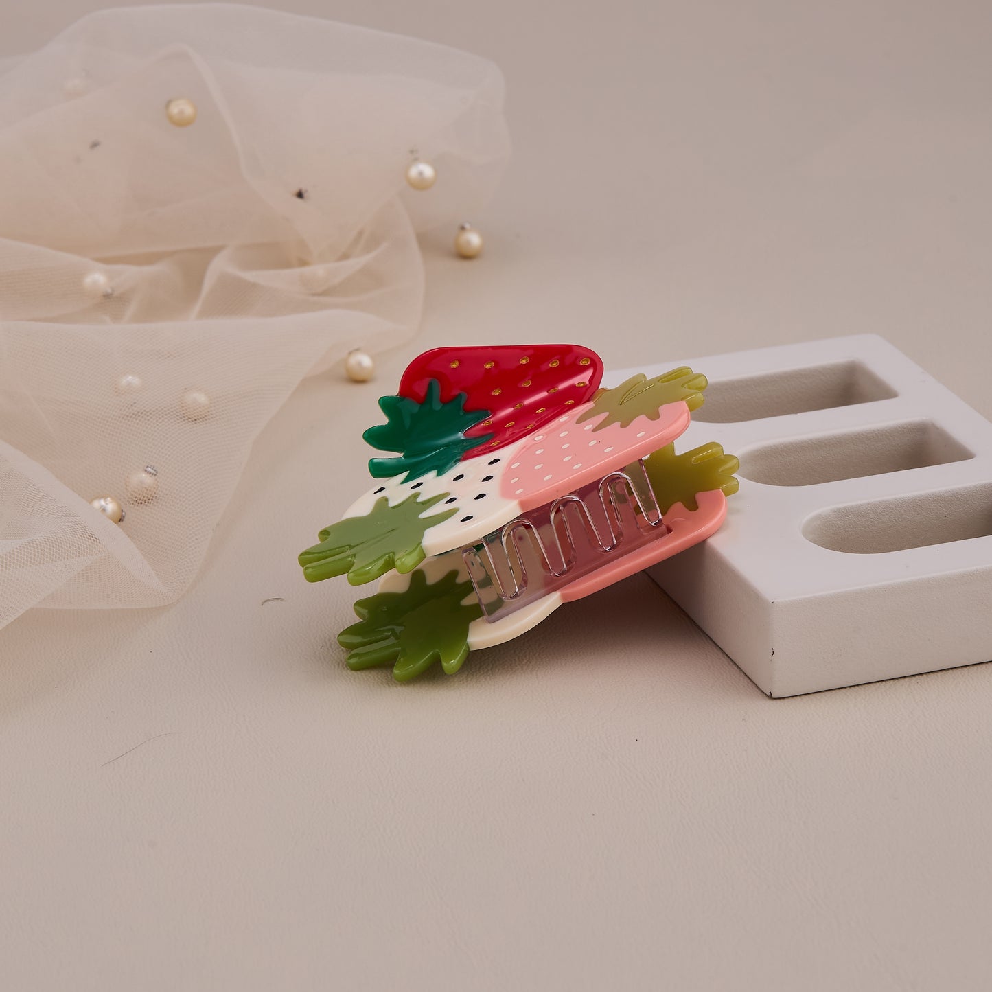 Triple Strawberry Hair Claw Clip