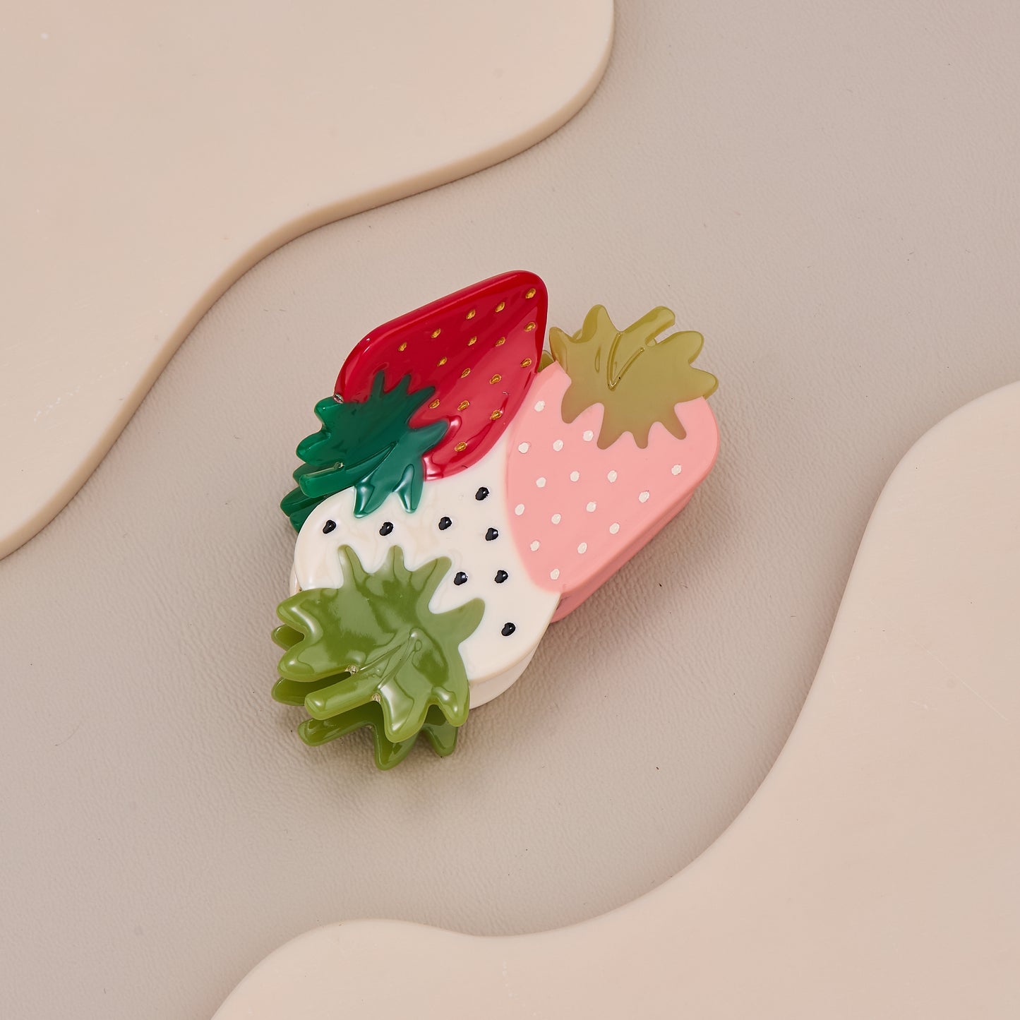 Triple Strawberry Hair Claw Clip