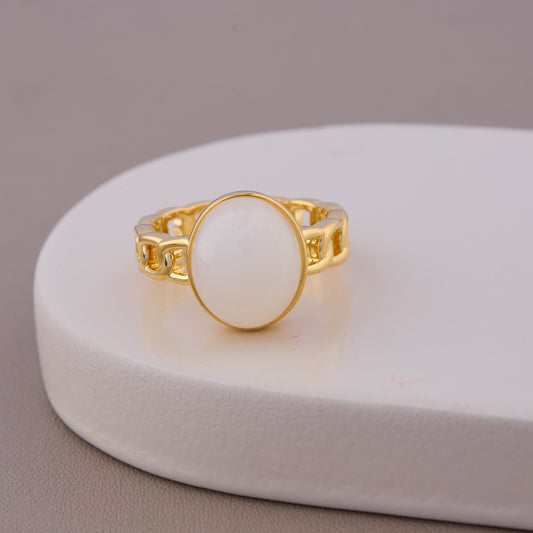 Classic White Stone Gold Ring