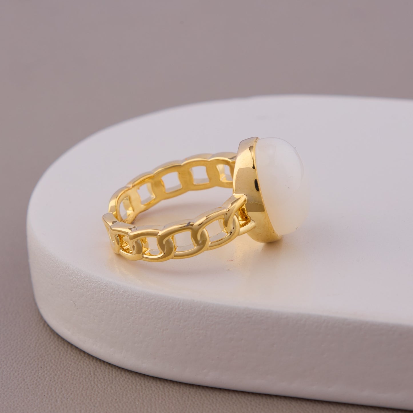 Classic White Stone Gold Ring