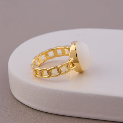 Classic White Stone Gold Ring