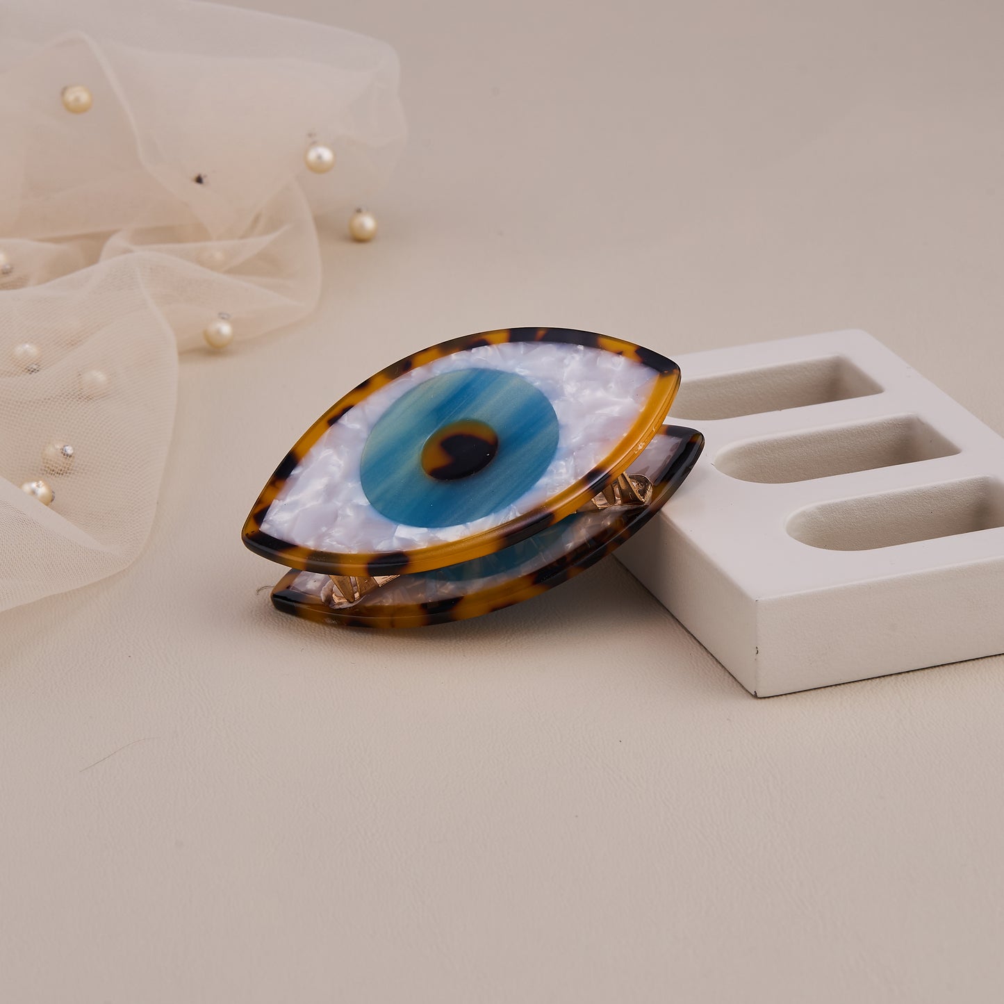 Tortoise Evil Eye Hair Claw Clip