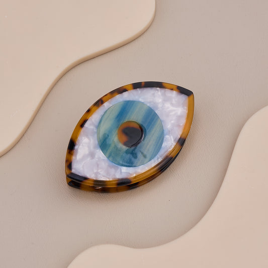 Tortoise Evil Eye Hair Claw Clip