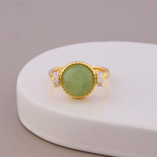 Elegant Green Gemstone Gold Ring