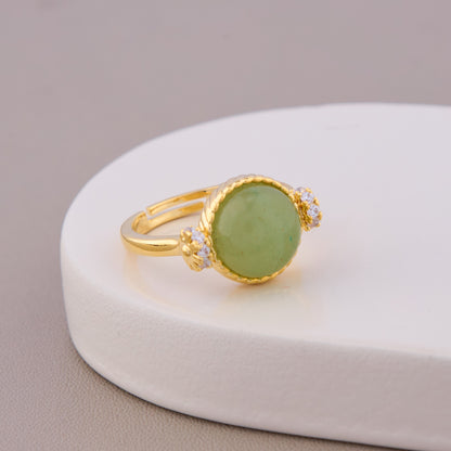 Elegant Green Gemstone Gold Ring