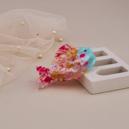 Pink & Blue Fish Hair Claw Clip