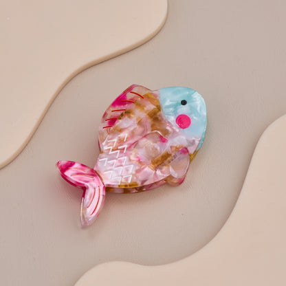 Pink & Blue Fish Hair Claw Clip
