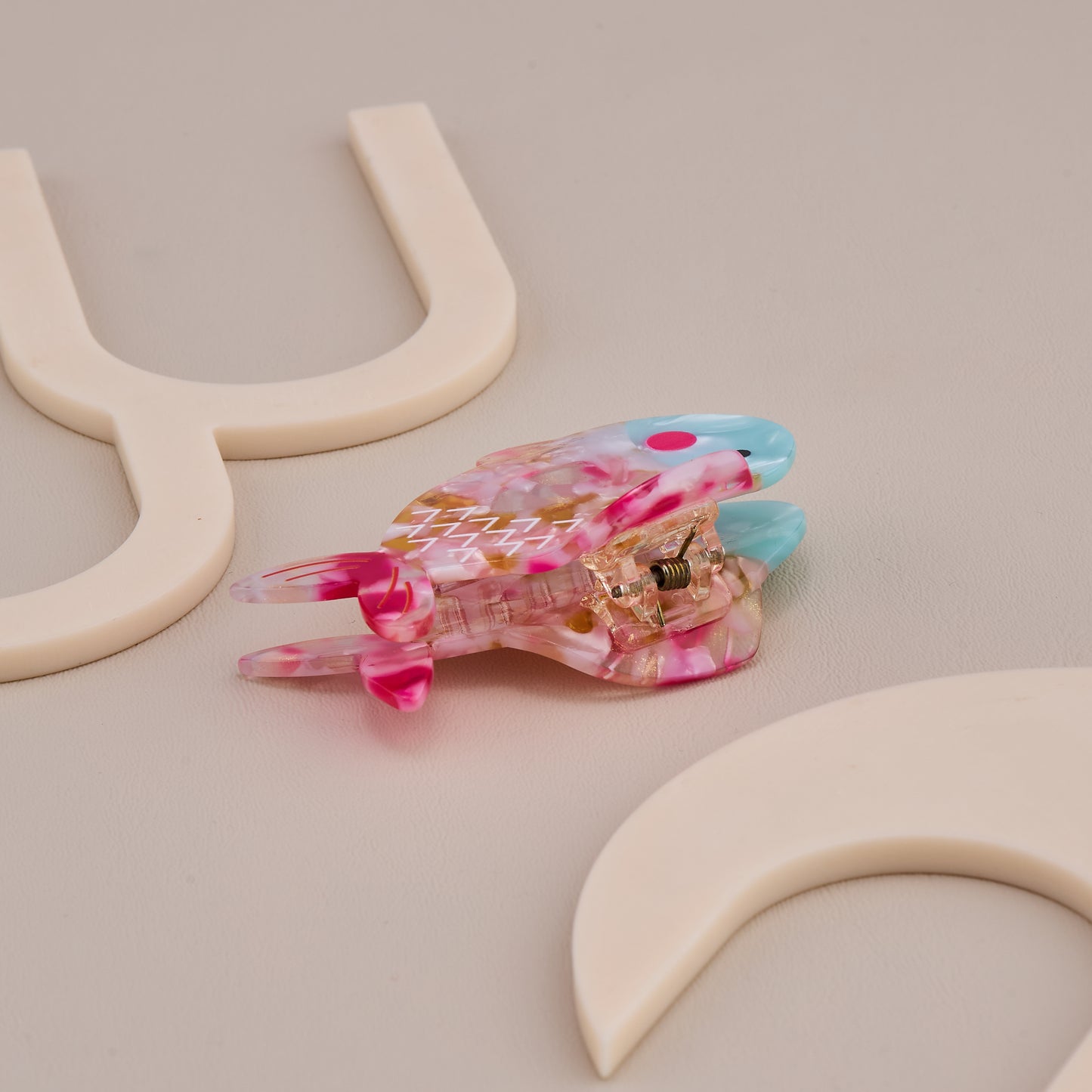 Pink & Blue Fish Hair Claw Clip