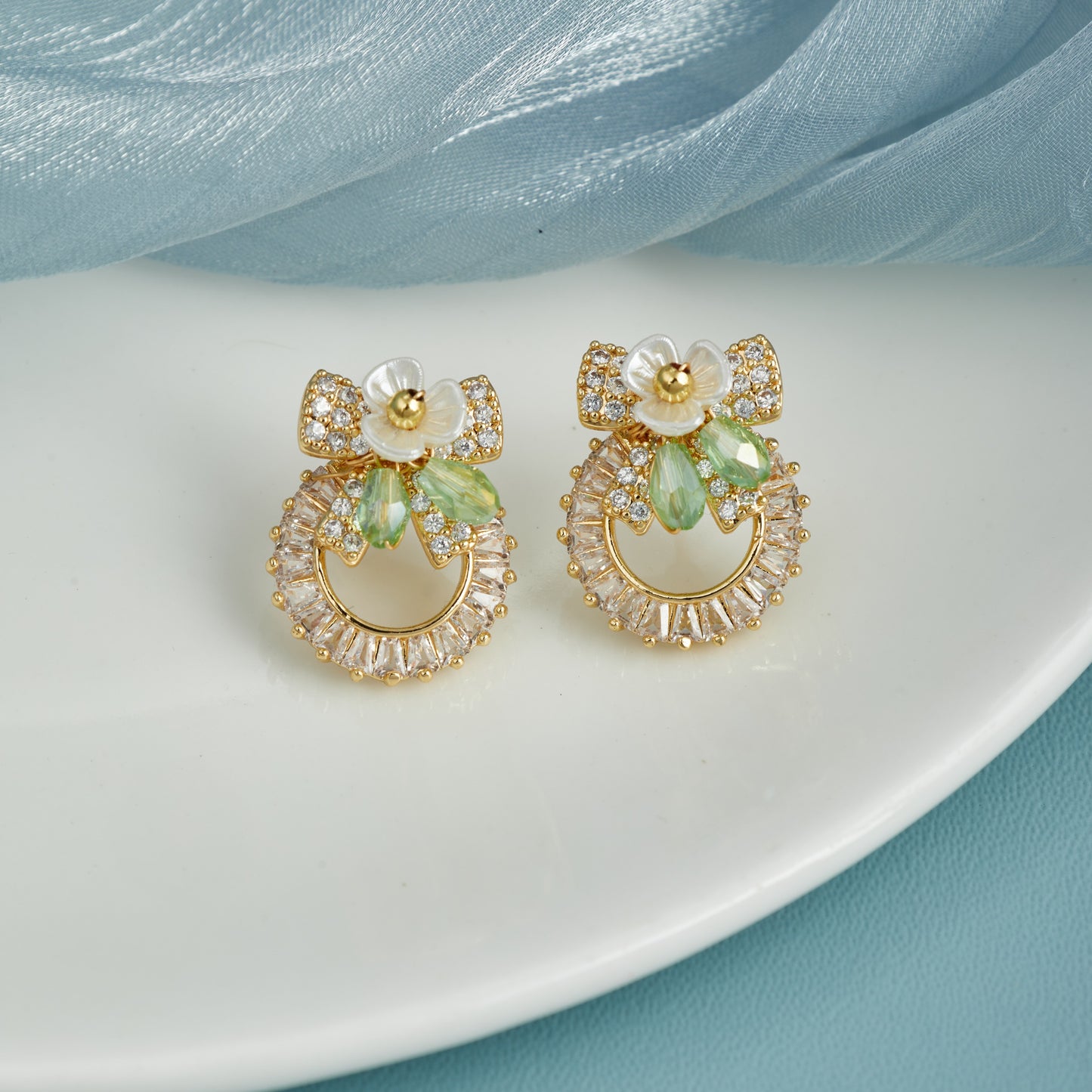 Elegant Gold Earrings with Gemstone Accents