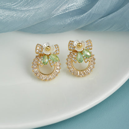 Elegant Gold Earrings with Gemstone Accents