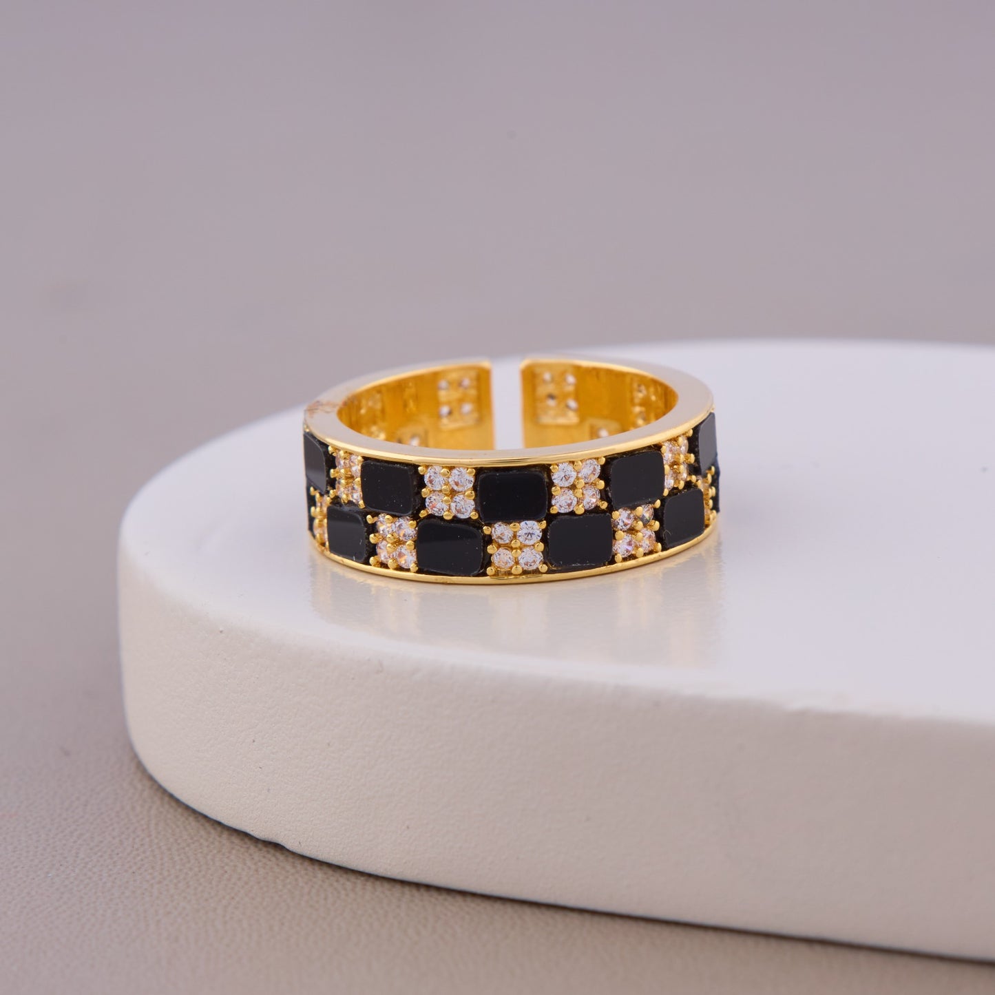 Bold Checker Style Ring