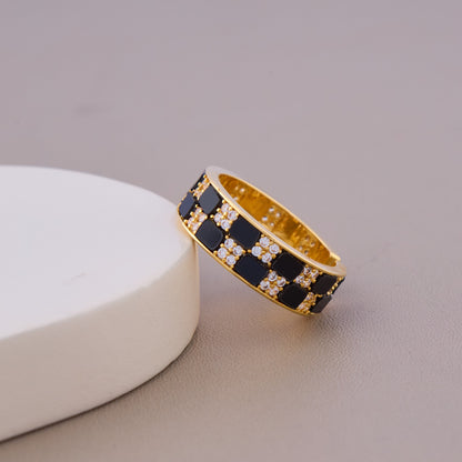 Bold Checker Style Ring