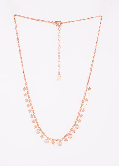Rose Gold Star & Crystal Charm Necklace by GC Premium Jewellery