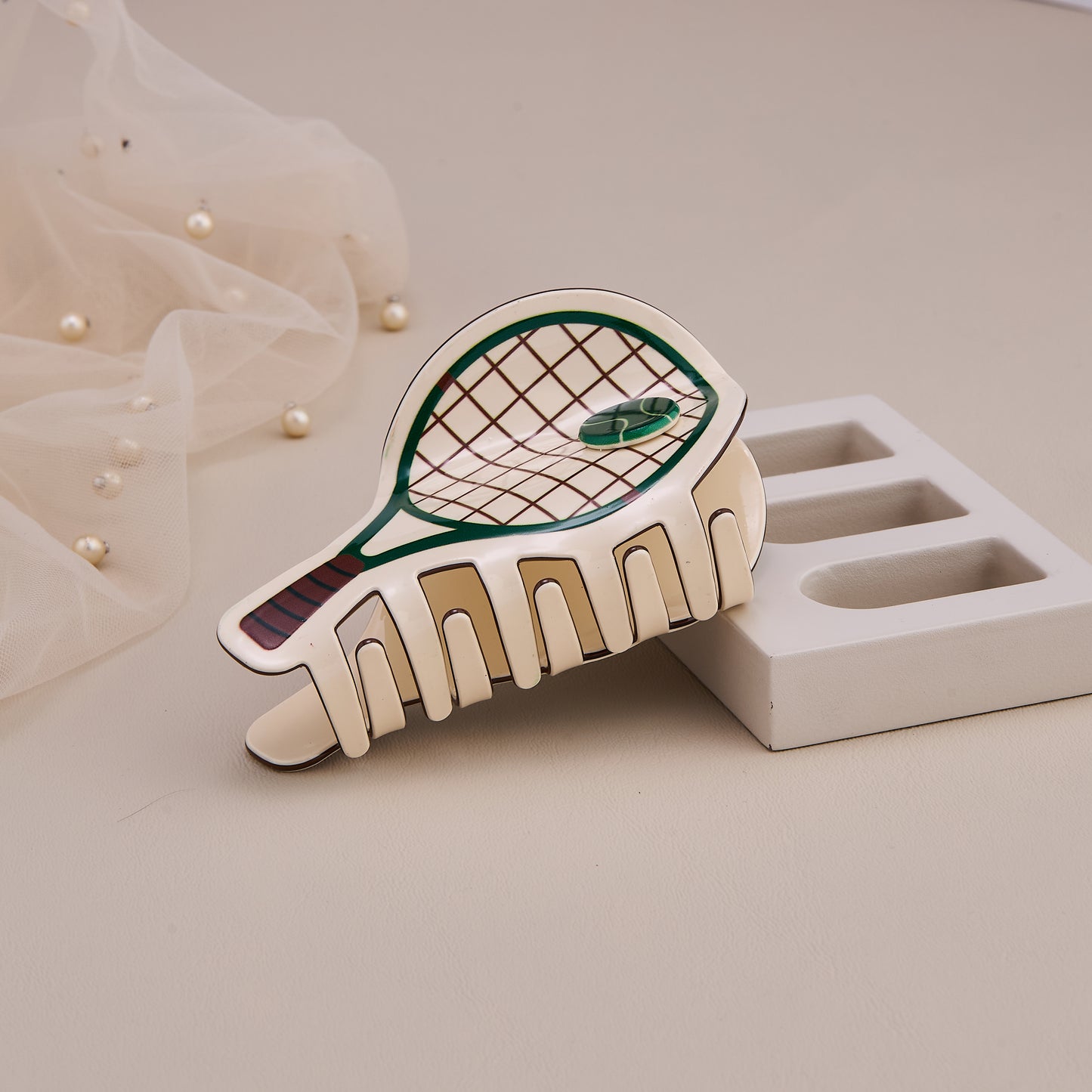 Tennis Racket Designer Hair Claw Clip