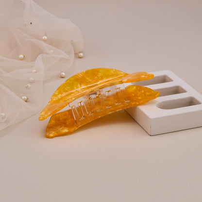 Golden Yellow Leaf Design Hair Claw Clip