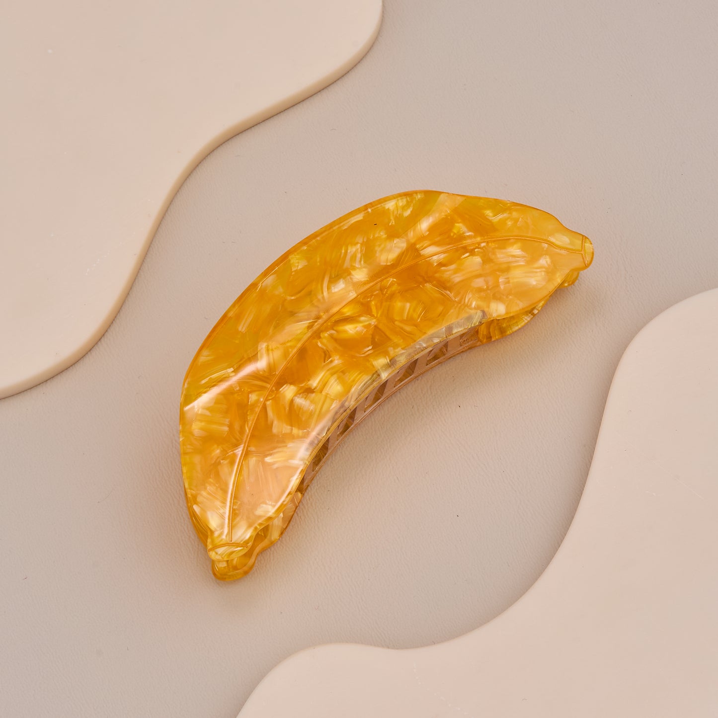 Golden Yellow Leaf Design Hair Claw Clip