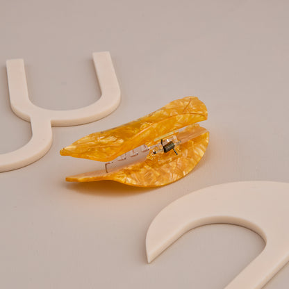 Golden Yellow Leaf Design Hair Claw Clip