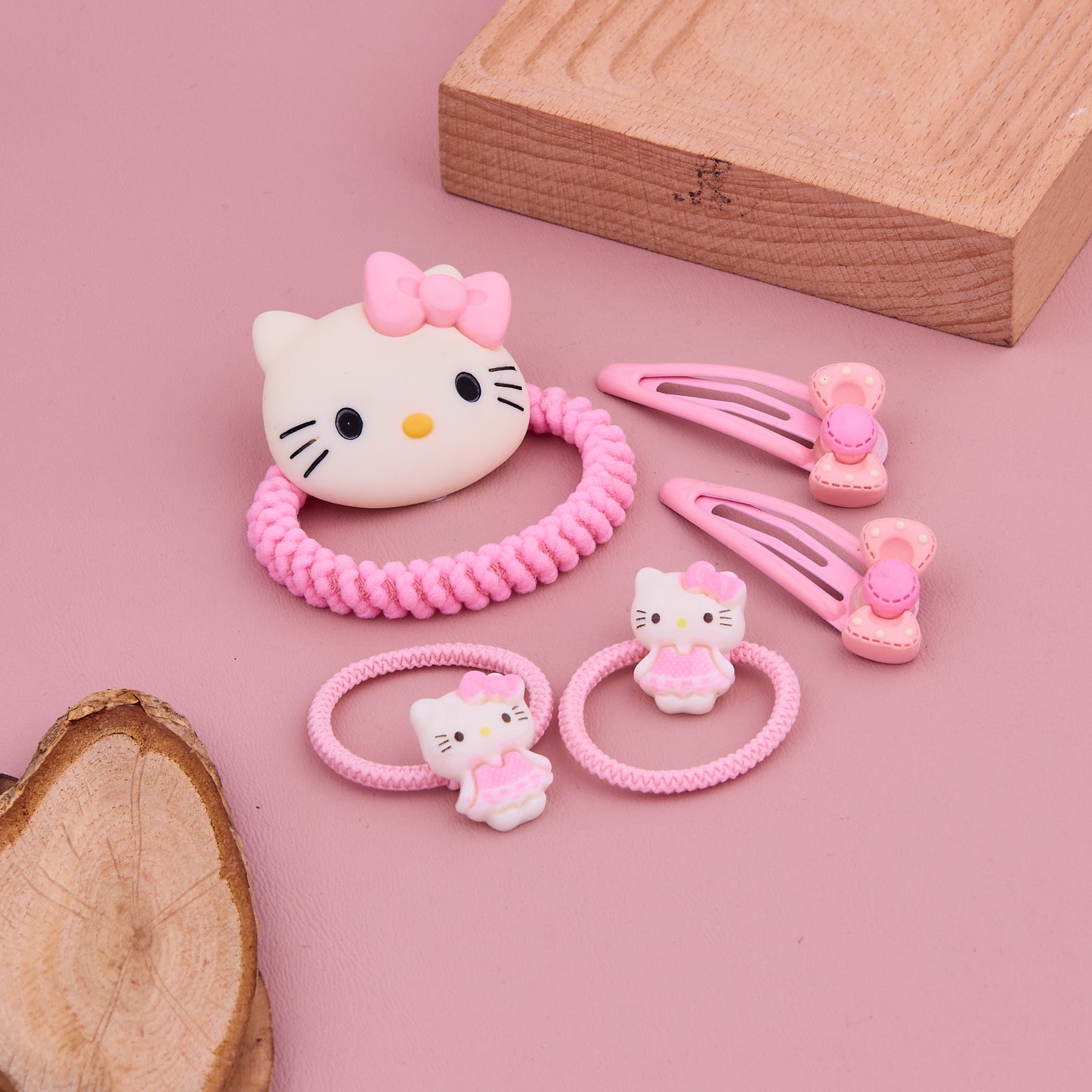 Pink Kitty Hair Set