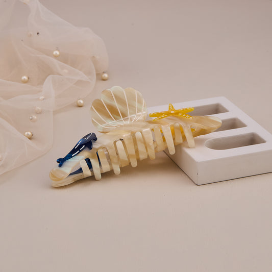 Ocean Theme Dolphin & Starfish Hair Claw Clip