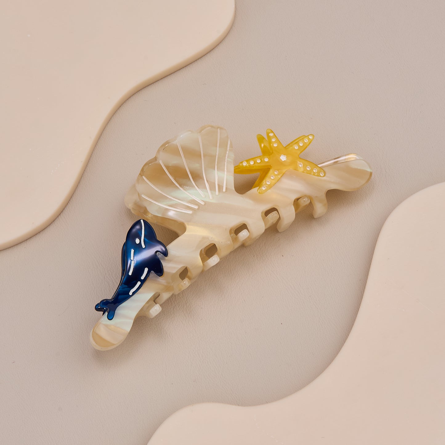 Ocean Theme Dolphin & Starfish Hair Claw Clip