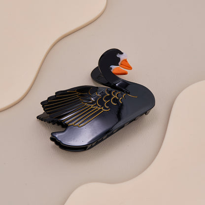 Elegant Black Swan Hair Claw Clip