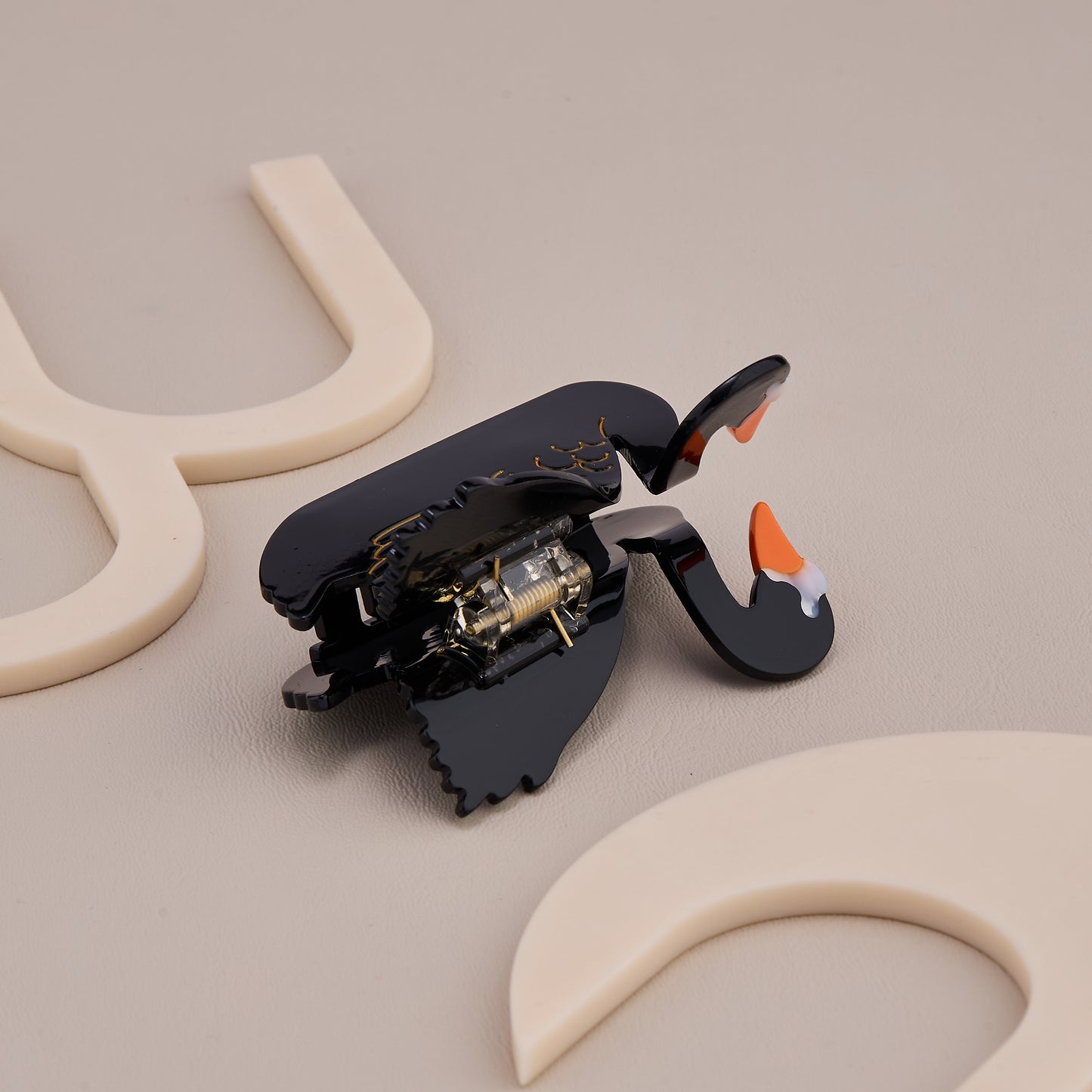 Elegant Black Swan Hair Claw Clip