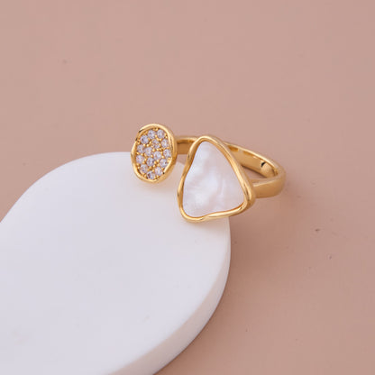 White Stone & CZ Adjustable Ring