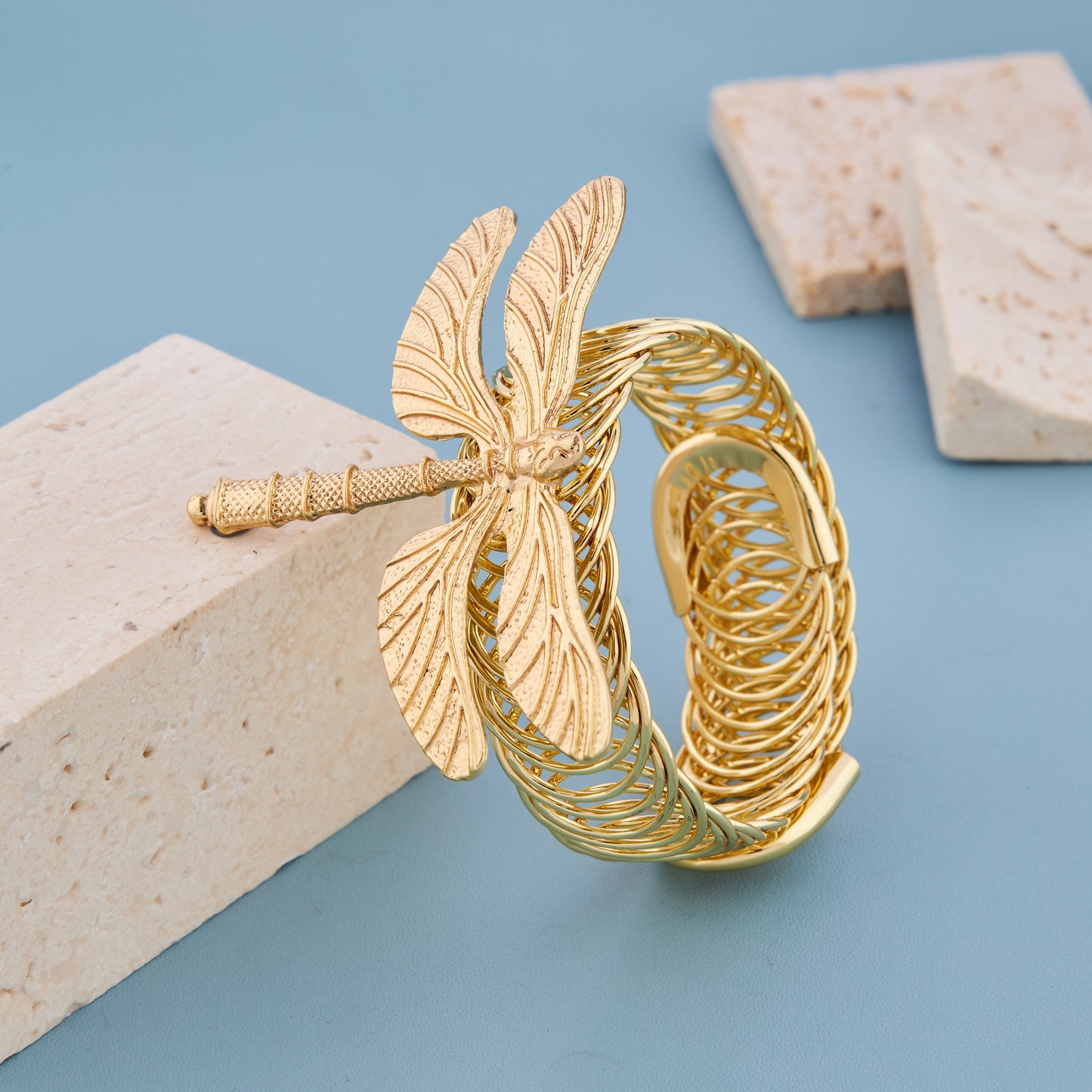 Golden Drift Dragonfly Bracelet