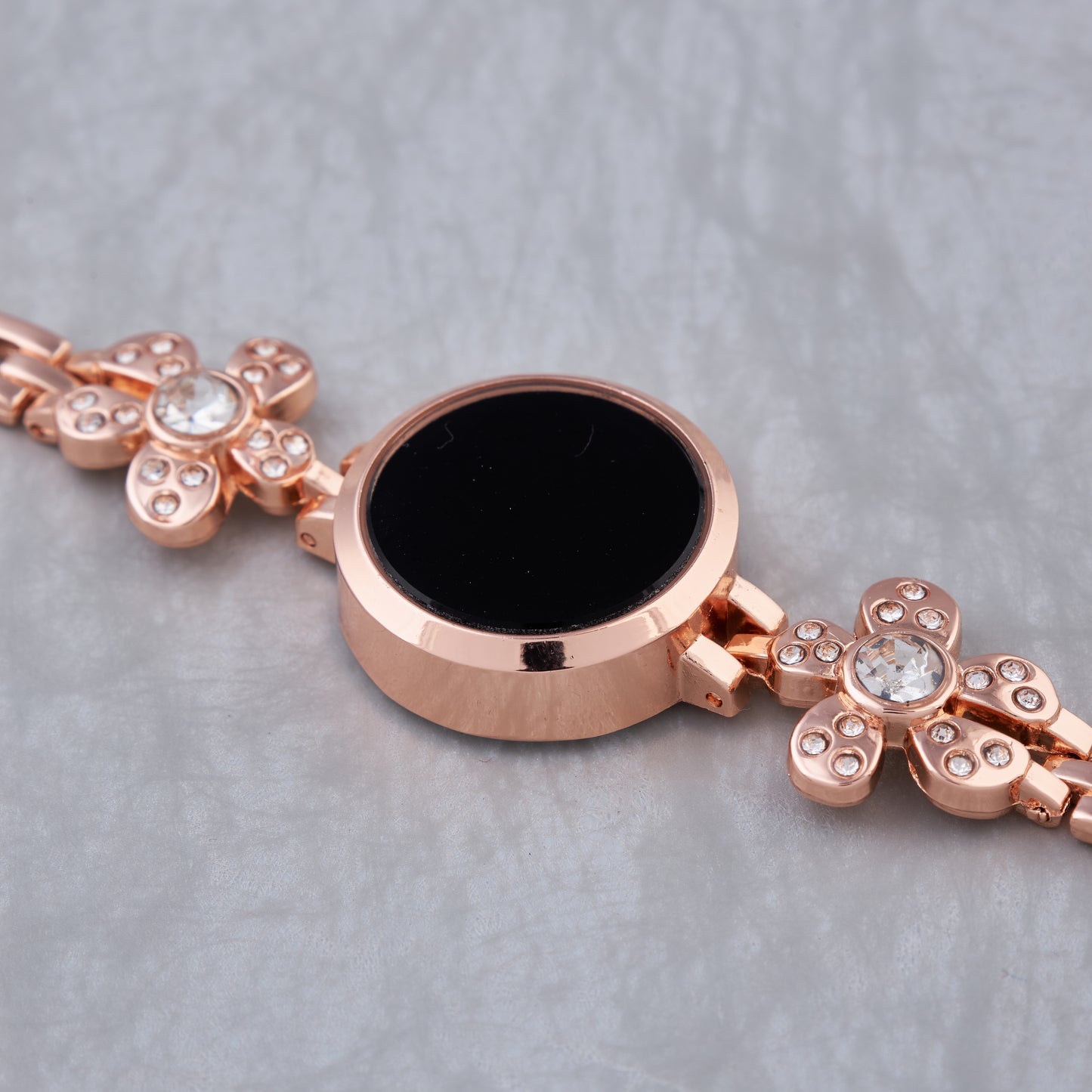 Floral Round Dial Rose Gold Digital Watch