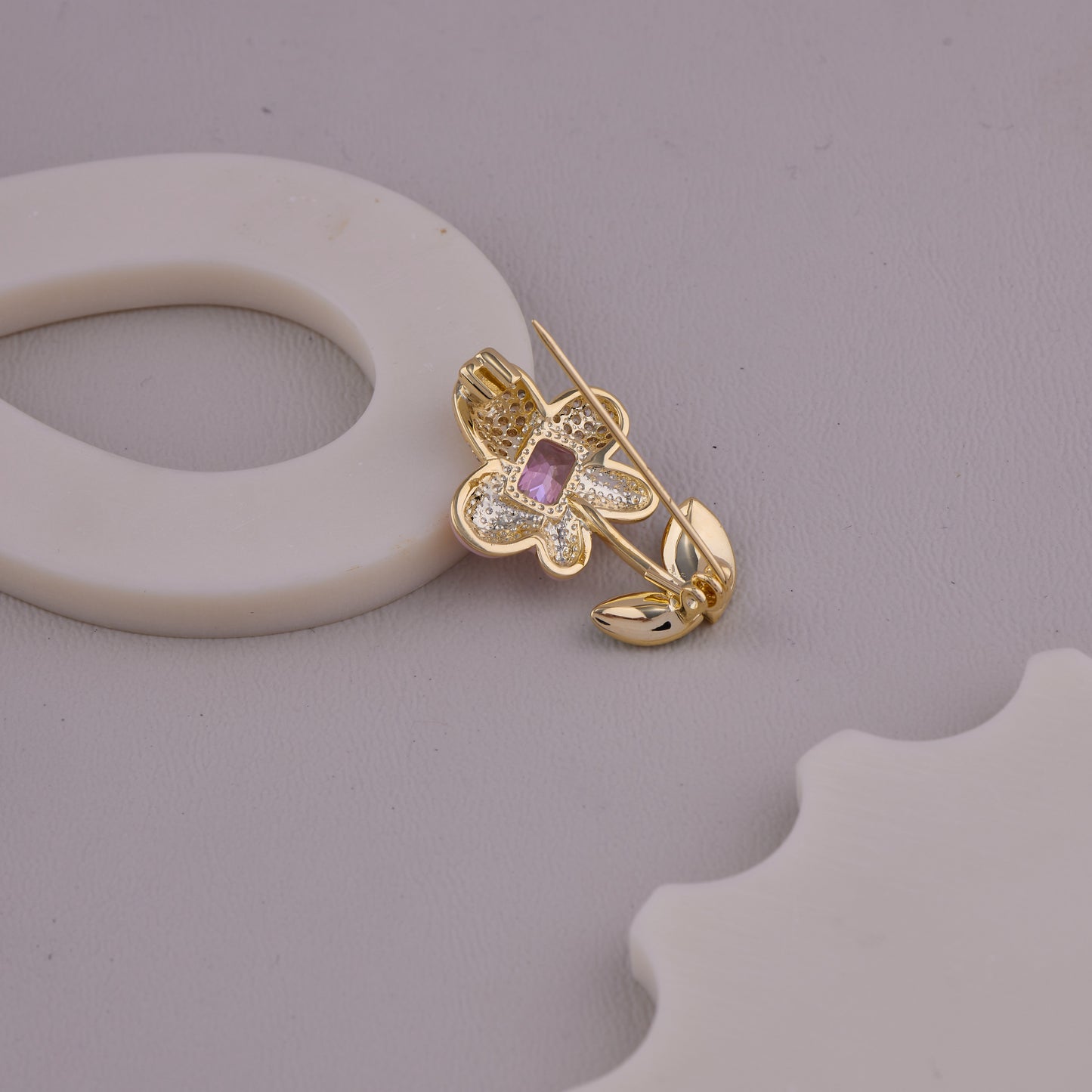 Pink Crystal Flower Brooch