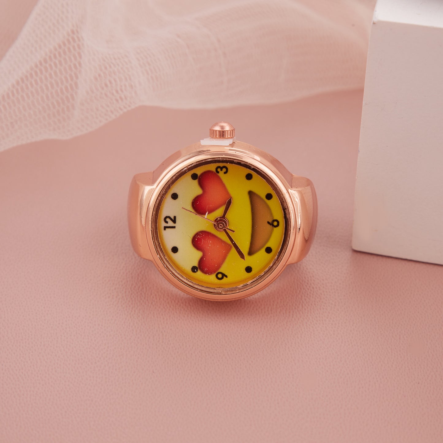 Rose Gold Heart Eyes Emoji Ring Watch for Girls & Women