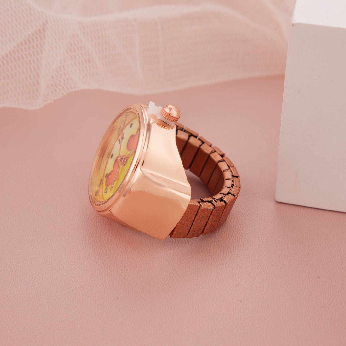 Rose Gold Heart Eyes Emoji Ring Watch for Girls & Women