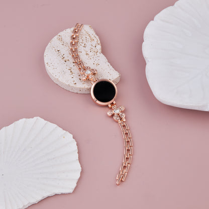 Floral Round Dial Rose Gold Digital Watch