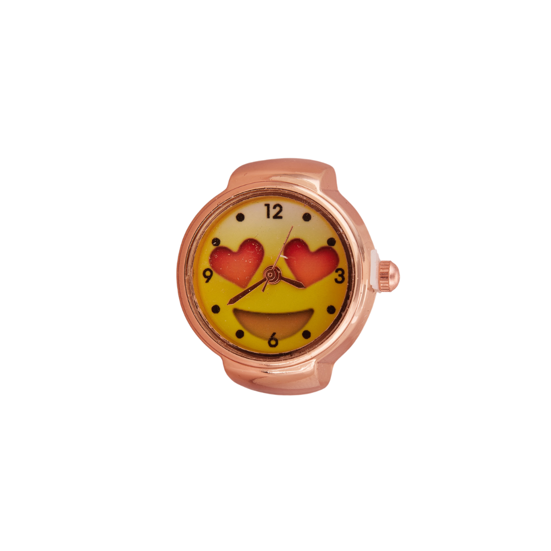 Rose Gold Heart Eyes Emoji Ring Watch for Girls & Women