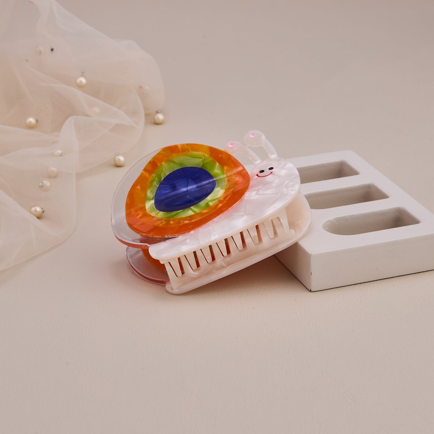 Rainbow Snail Design Hair Claw Clip