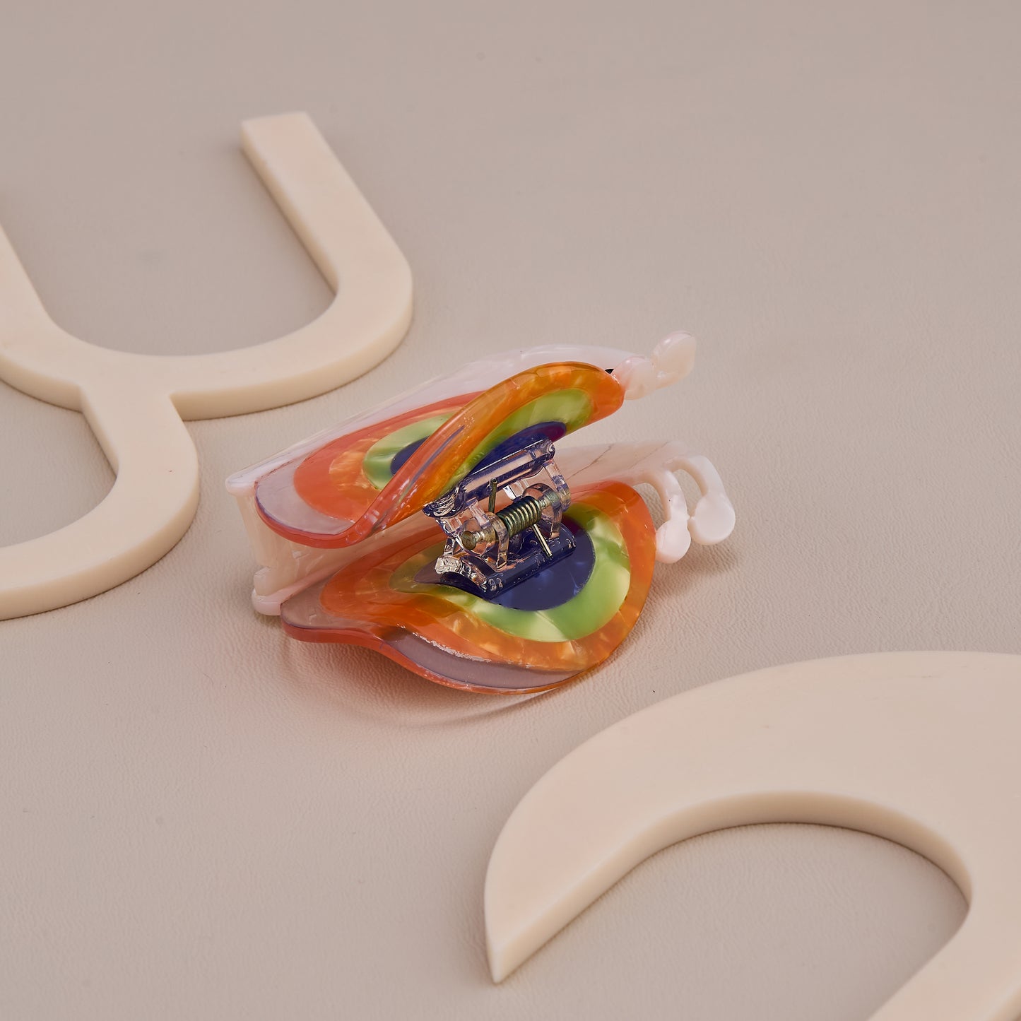 Rainbow Snail Design Hair Claw Clip