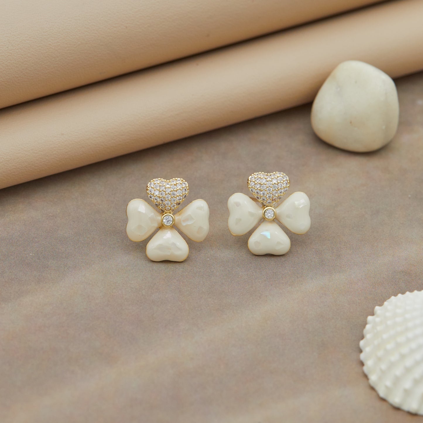 Heart & Clover-Inspired Elegant Stud Earrings