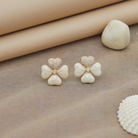 Heart & Clover-Inspired Elegant Stud Earrings