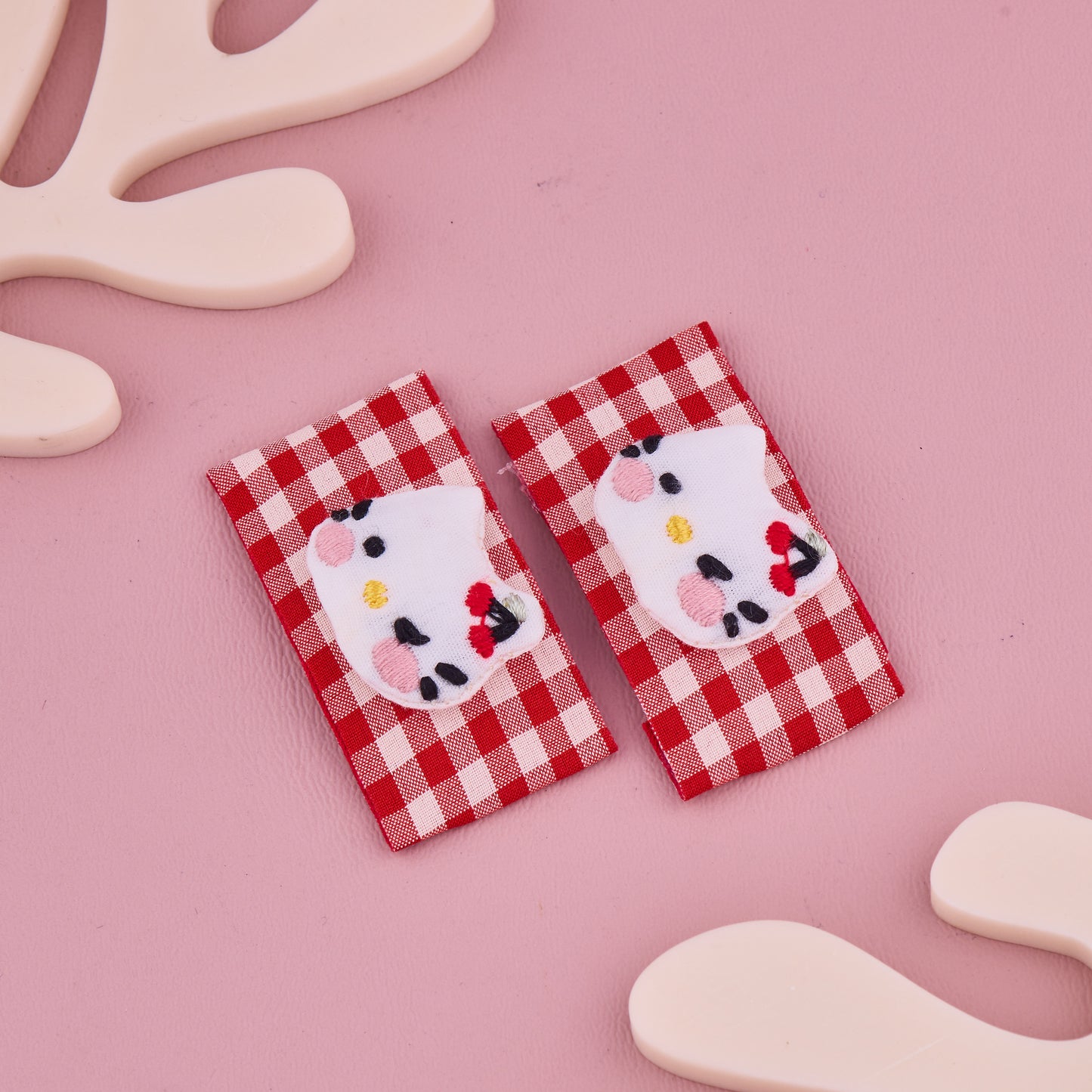 Gingham Kitty Hair Pin