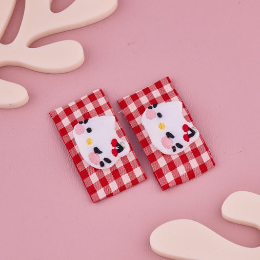 Gingham Kitty Hair Pin