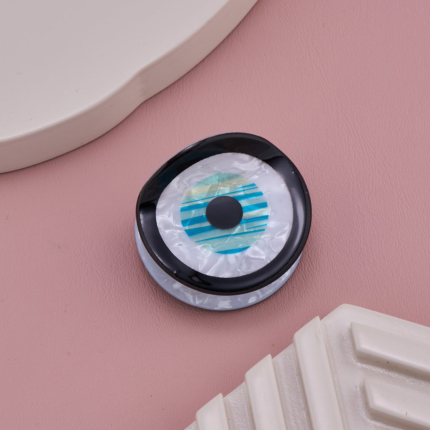 Round Evil Eye Design Acrylic Hair Claw Clip