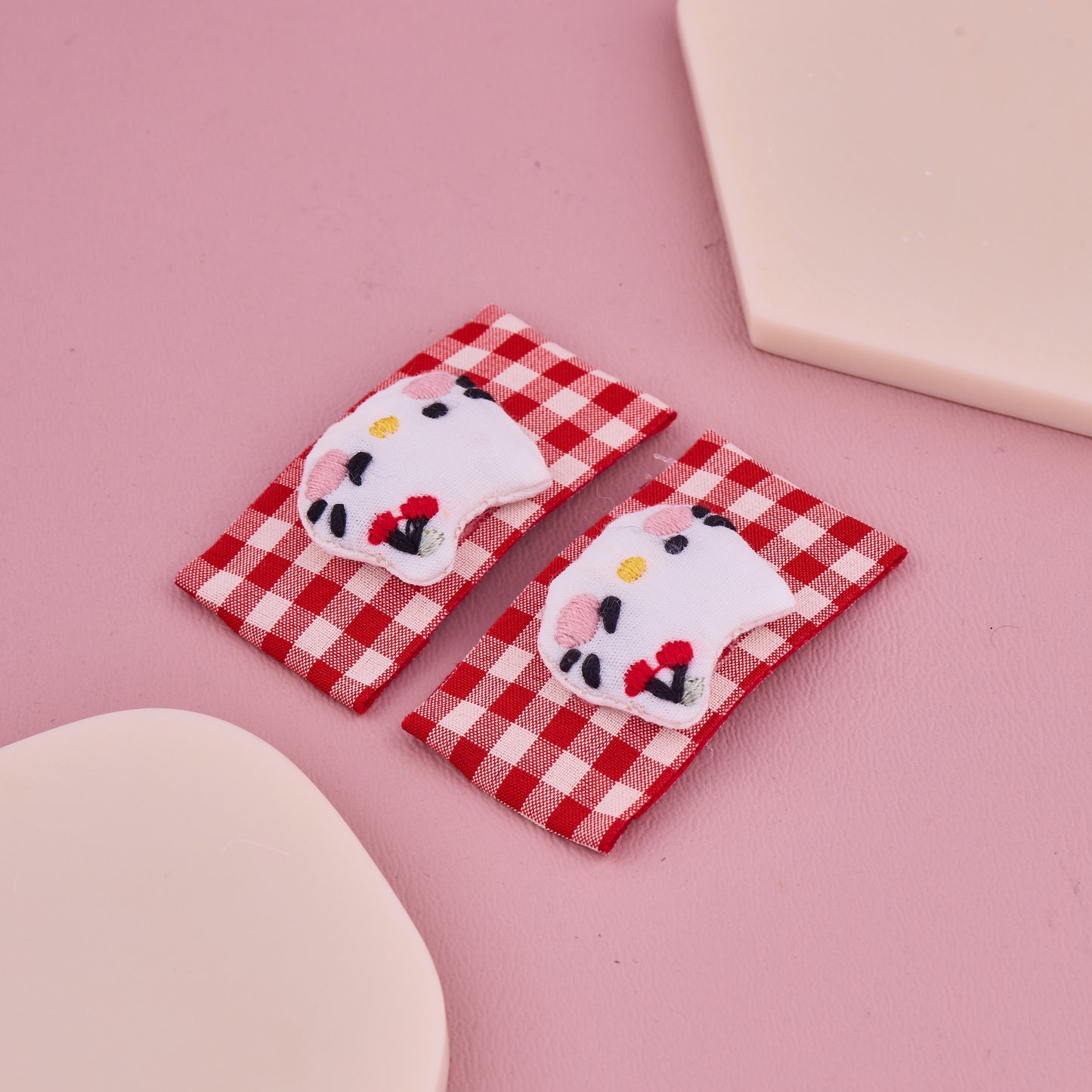 Gingham Kitty Hair Pin