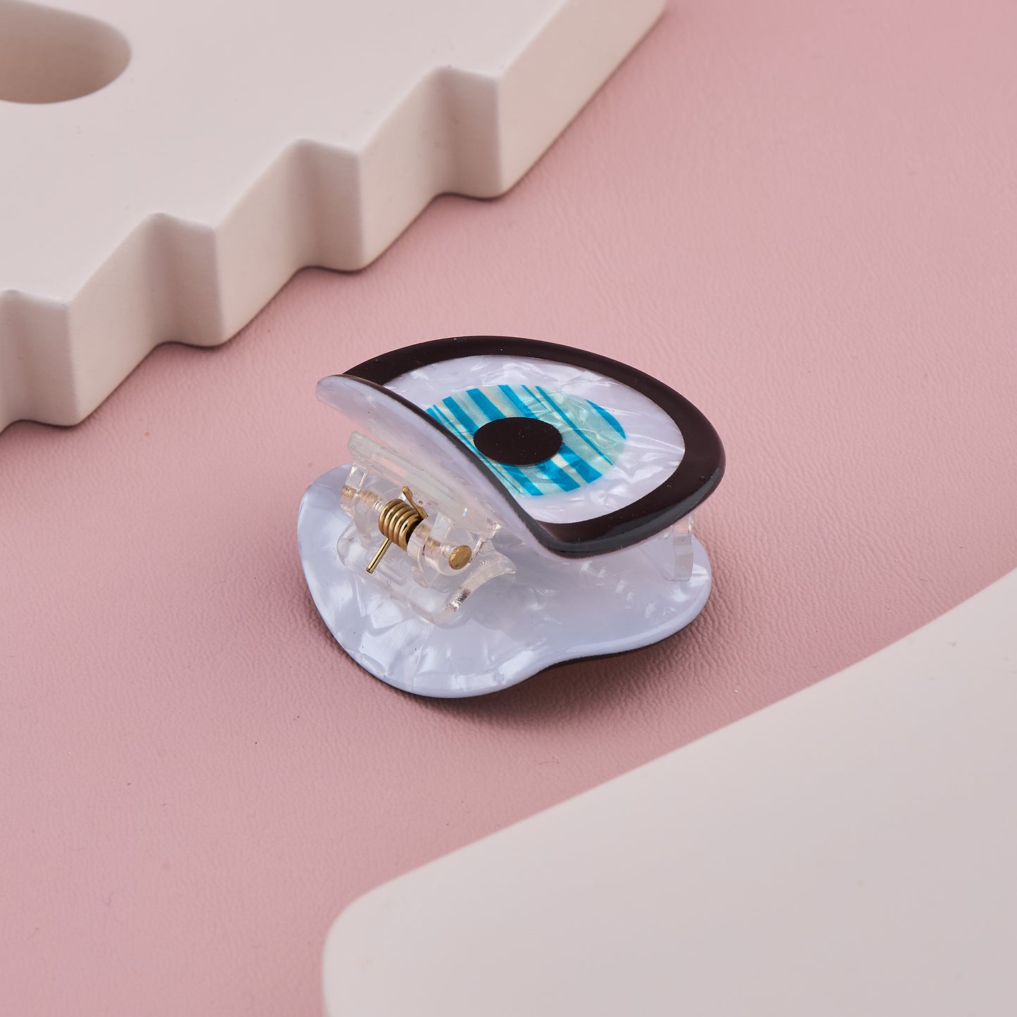 Round Evil Eye Design Acrylic Hair Claw Clip