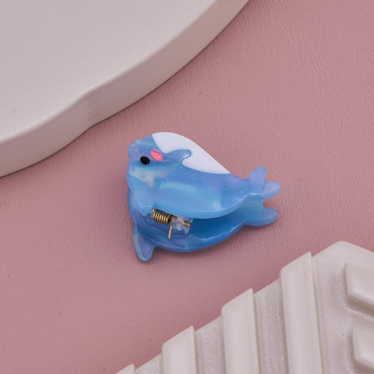 Cute Blue Dolphin Shape Acrylic Hair Claw Clip