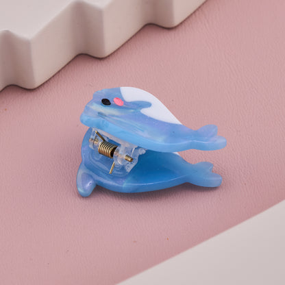 Cute Blue Dolphin Shape Acrylic Hair Claw Clip