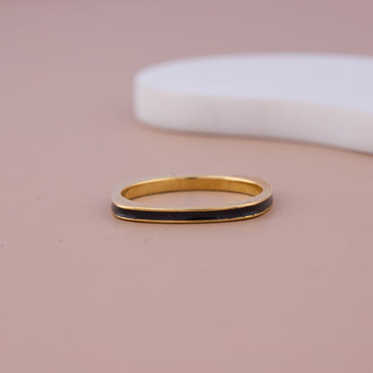 Minimalist Black Enamel Band Ring