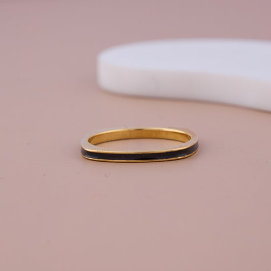 Minimalist Black Enamel Band Ring