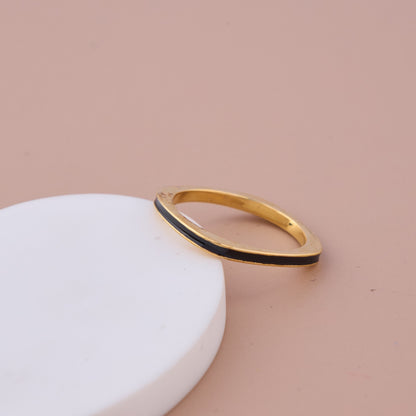 Minimalist Black Enamel Band Ring