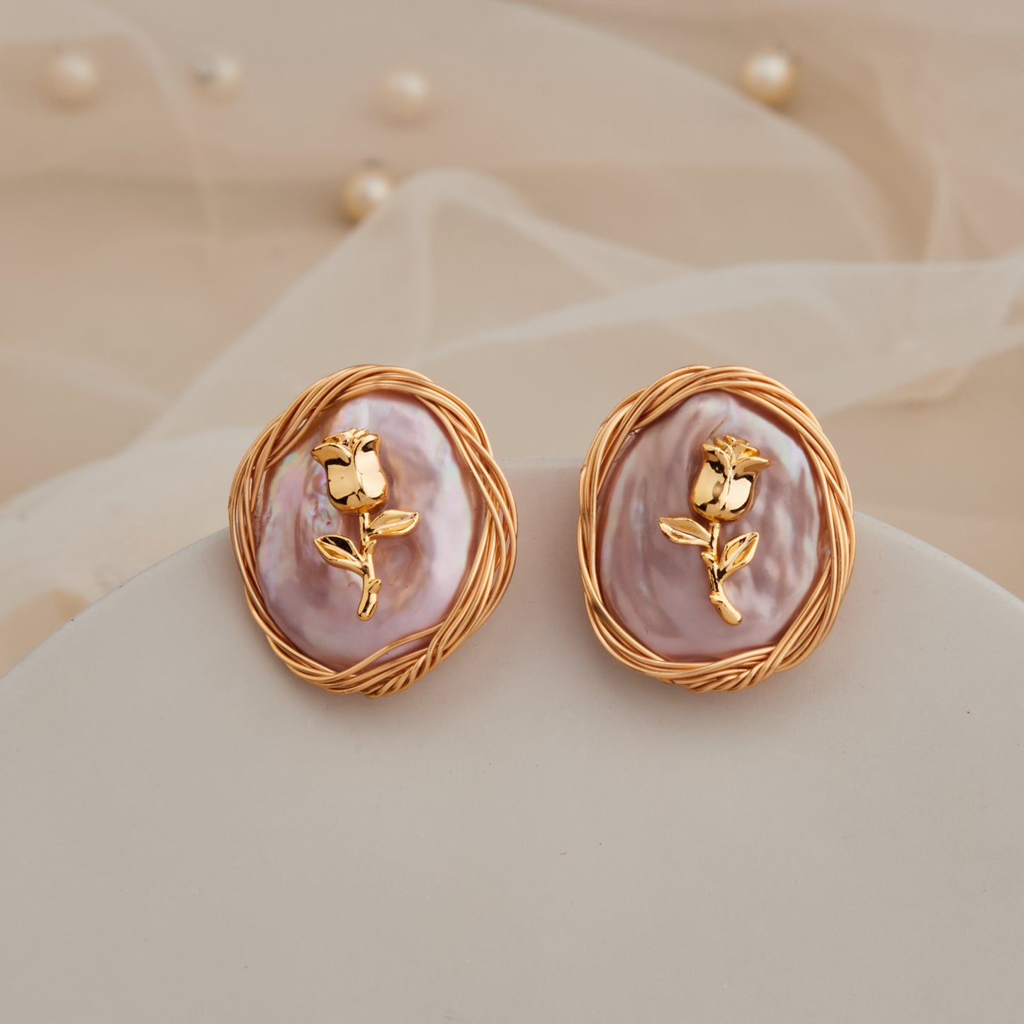 Golden Rose Studs