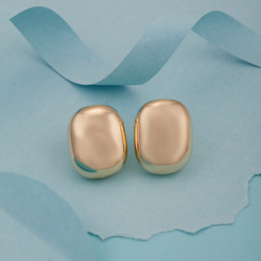Minimalist Chunky Gold-Tone Stud Earrings for Women